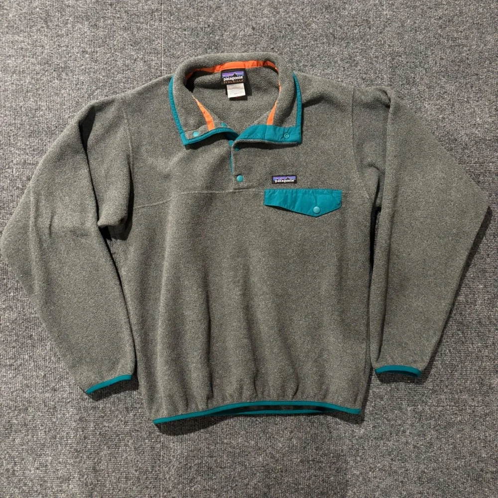 Patagonia Synchilla Snap-T Fleece Pullover Grey Teal Mens Small